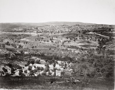 Panoramic view of Jerusalem from the Mount of Olives, printed in an elephant folio of prints published by James Virtue by Francis Frith